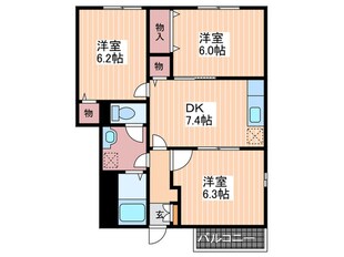 メープル焼山　Ｃの物件間取画像